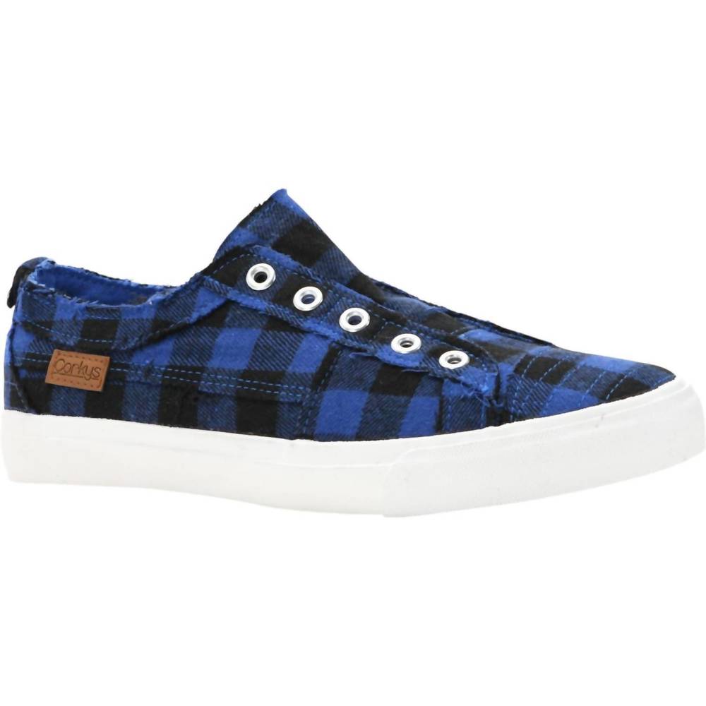 NEW CORKYS FOOTWEAR women's babalu canvas shoes in blue plaid